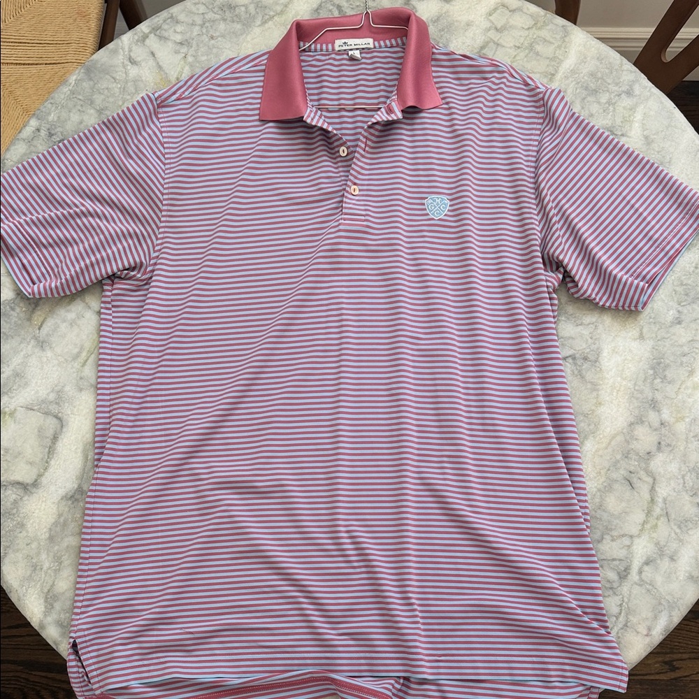 Peter Millar | Striped Pink Polo Shirt